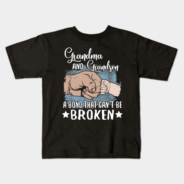 Grandma And Grandson A Bond That Can't Be Broken Kids T-Shirt by Wesley Mcanderson Jones